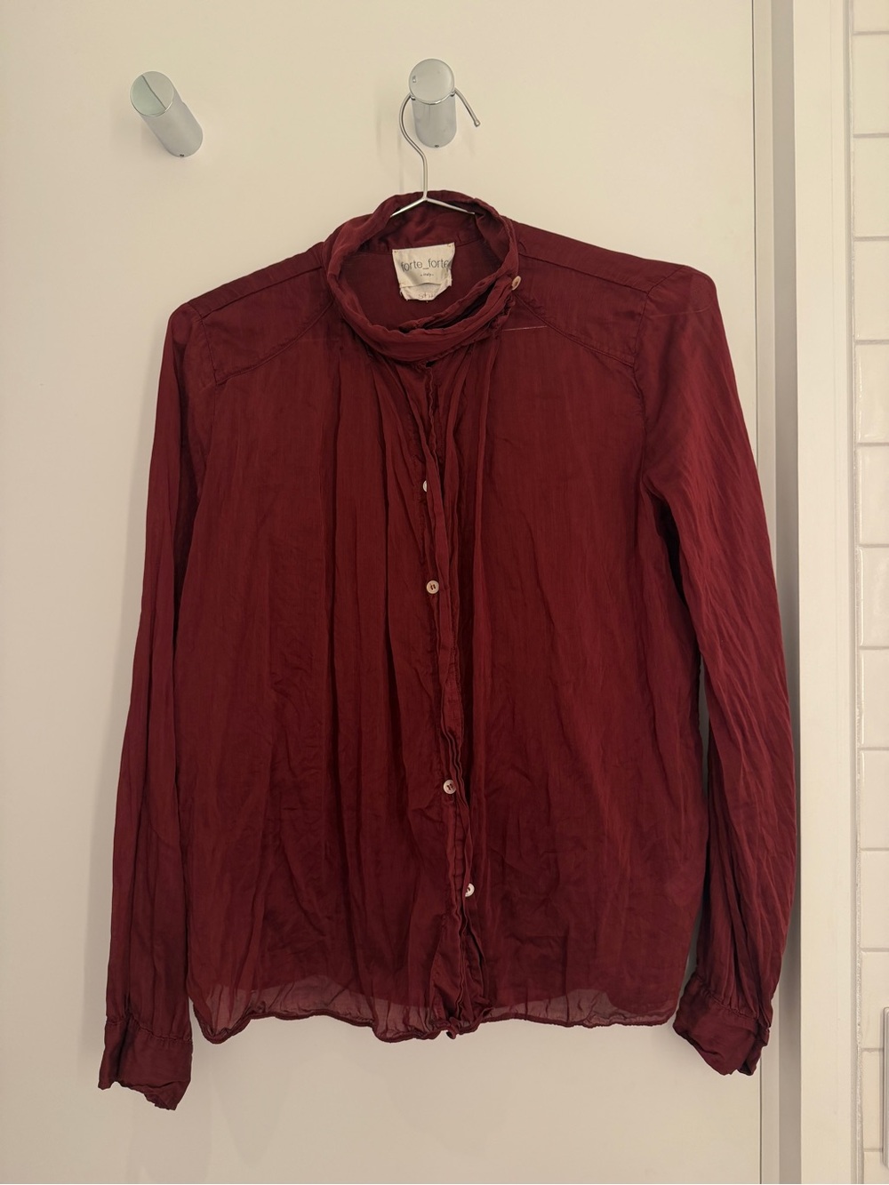 FORTE FORTE Lightweight Burgundy Women's Button-Front Blouse